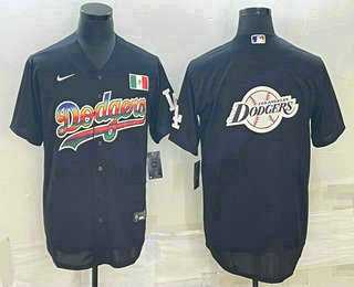 Men%27s Los Angeles Dodgers Big Logo Black MLB Cool Base Nike Fashion Jersey->los angeles dodgers->MLB Jersey